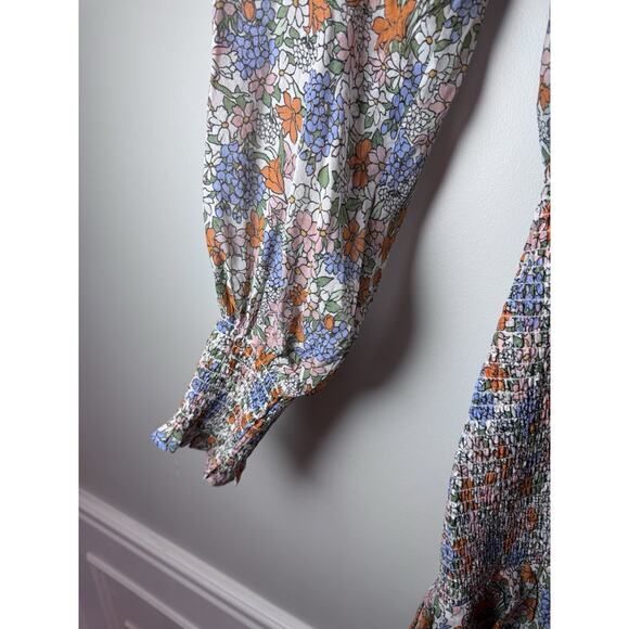 Veronica Beard Mini Dress Women Multi Saera Floral Silk Smocked Size 4 NWT $648 - Picture 5 of 12